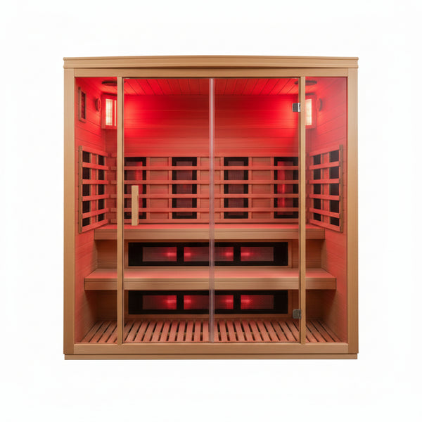 Infrared Sauna with Fda-Certified Red Light Therapy 660Nm & 850Nm | Full Spectrum, 1.4 Mg Ultra Low EMF, Fast Heat-Up, Canadian Hemlock, 7 PCS Carbon Fiber Heaters, Easy Assembly, 1170W 110V