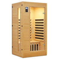 2024 Upgrade 1 to 2 Person Infrared Sauna, Low EMF Infrared Sauna for Home, Indoor Sauna Room, Hemlock Wooden Far Infrared Sauna, Dry Sauna with Bluetooth Speakers, LED Reading and Chromotherapy Lamp — Studio Shot