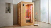 2024 Upgrade 1 to 2 Person Infrared Sauna, Low EMF Infrared Sauna for Home, Indoor Sauna Room, Hemlock Wooden Far Infrared Sauna, Dry Sauna with Bluetooth Speakers, LED Reading and Chromotherapy Lamp — Lifestyle