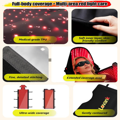 Red Light Therapy Mat for Full Body, 83" × 33", Medical-Grade TPU Light Therapy Bed with 2710 Dual-Wave Leds (660Nm & 850Nm)