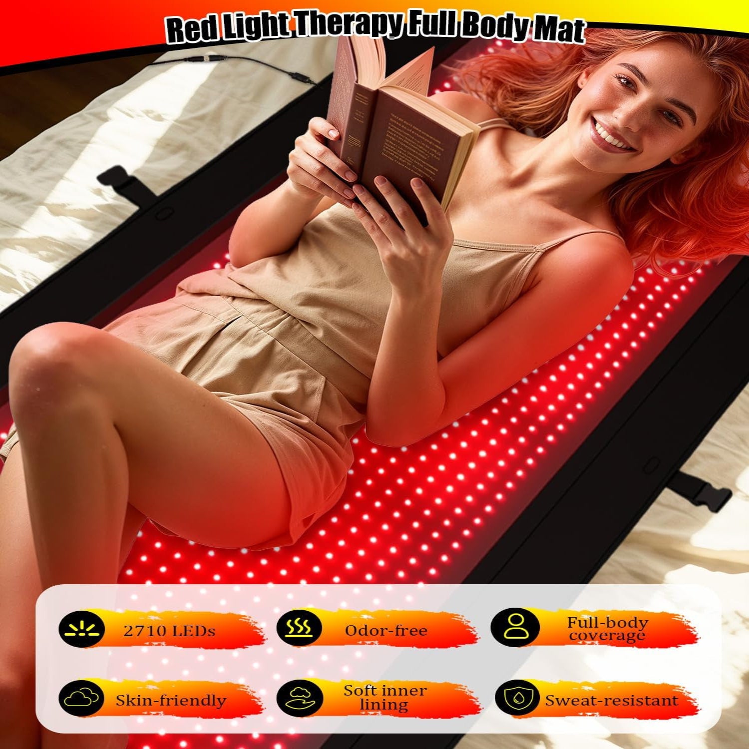 Red Light Therapy Mat for Full Body, 83" × 33", Medical-Grade TPU Light Therapy Bed with 2710 Dual-Wave Leds (660Nm & 850Nm)