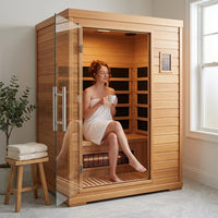 Infrared Home Sauna Designed for Daily Wellness, Low EMF Carbon Panels, Canadian Hemlock Wood, 3 Person Capacity — Lifestyle