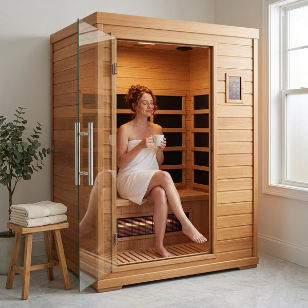 Infrared Home Sauna Designed for Daily Wellness, Low EMF Carbon Panels, Canadian Hemlock Wood, 3 Person Capacity