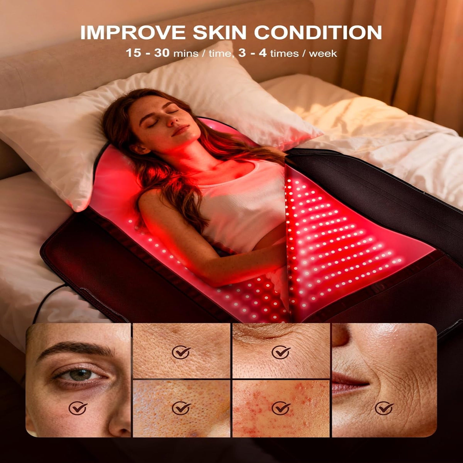 2026 New Dual Full Body Red Light Therapy Mat 2570 Leds Red Light Blanket | 74'' X 34'' Whole Red Light Therapy for Body, 660&850Nm Infrared Light Blanket, 3 Modes, 5 Intensity Levels